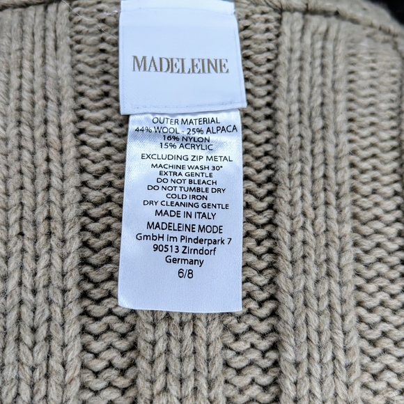 MADELEINE MODE COUTURE PUFF SLEEVE CHIC TEDDY LOOK CHUNKY 2 TONE TAN CARDIGAN - Picture 9 of 16